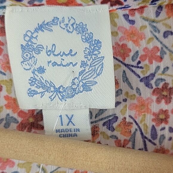 Blue Rain, Floral V Neck Elastic Waist Romper-Size 1X - Picture 4 of 7